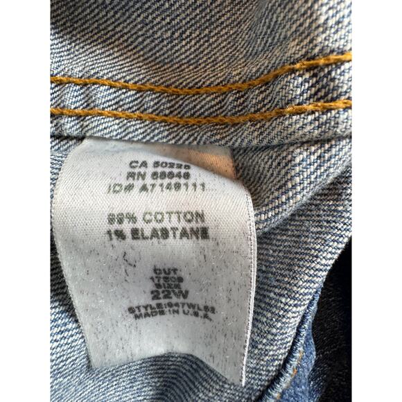 A.B.S. Women’s Cropped Distressed Denim Jacket, Amber Rhinestones, Size 22W - Picture 10 of 10